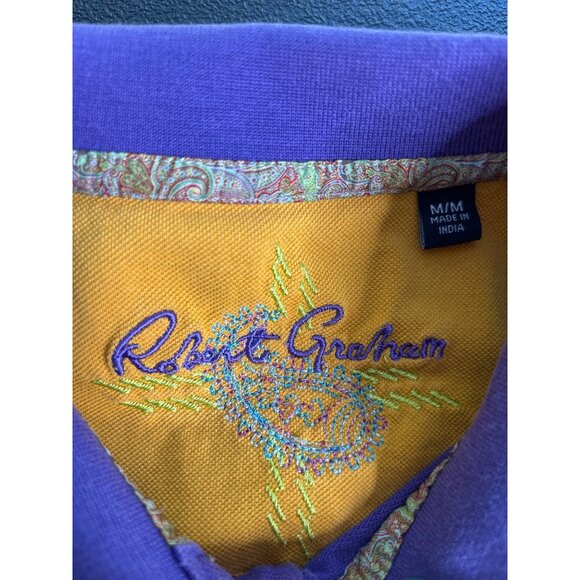 Robert Graham Men's Purple Short Sleeve 100% Cotton Pique Polo Shirt M - Picture 4 of 9